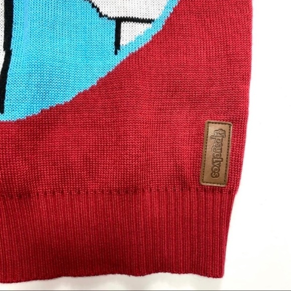 TIPSY Elves Santa with Jesus Egg Nog Christmas Ugly Sweater in Red - Picture 7 of 8